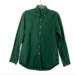 Ralph Lauren Shirt Mens Medium Dark Green Button Down Long Sleeve Purple Pony